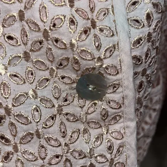 Susan Graver Style Women's Eyelet Embroidered Pink Jacket XL Event Spring Floral - Picture 2 of 11